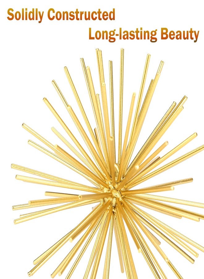Mocome Metal Decorative Starburst Ball, 6 Inch Gold Sphere Decor, Spiky Star Burst Tabletop Sculpture, Mid-Century Modern Metal Spike Ball for Home, Living Room, Office & Shelf Decor - Image 4