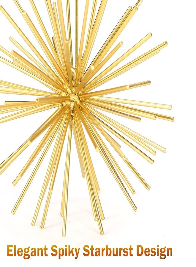 Mocome Metal Decorative Starburst Ball, 6 Inch Gold Sphere Decor, Spiky Star Burst Tabletop Sculpture, Mid-Century Modern Metal Spike Ball for Home, Living Room, Office & Shelf Decor - Image 5