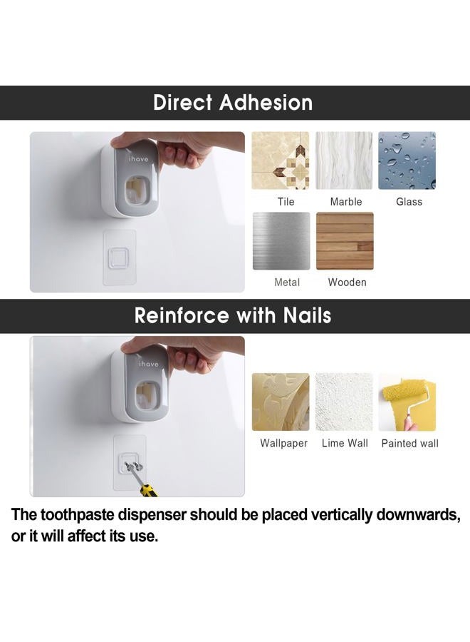 iHave Toothpaste Dispenser Wall Mount for Bathroom Automatic Toothpaste Squeezer (Gray) - Image 3