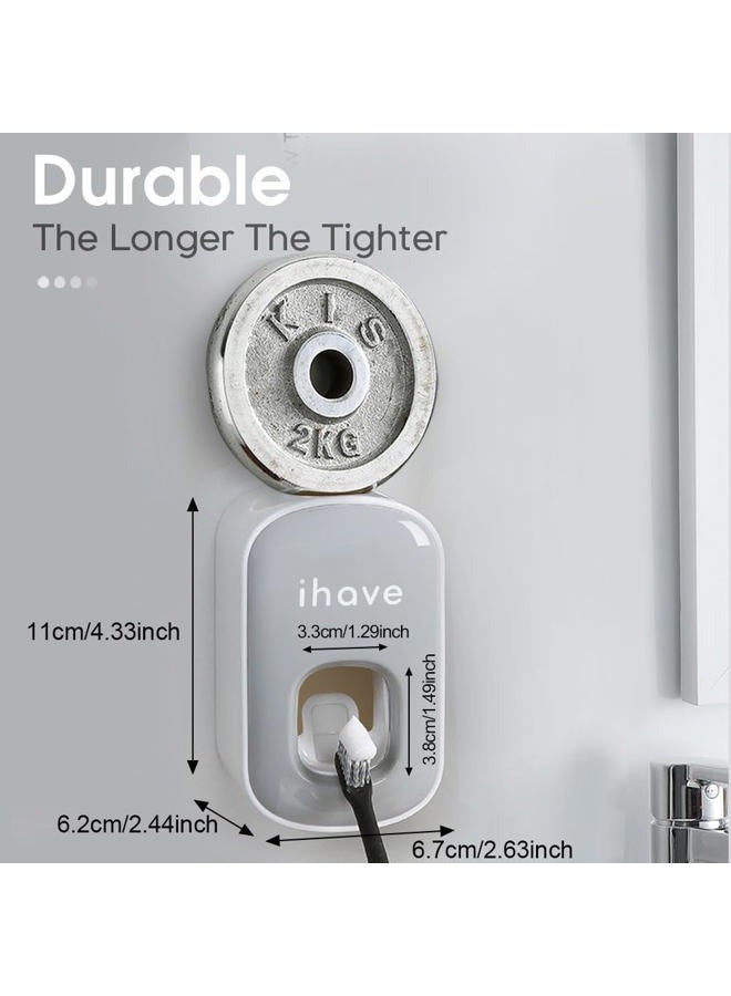 iHave Toothpaste Dispenser Wall Mount for Bathroom Automatic Toothpaste Squeezer (Gray) - Image 4