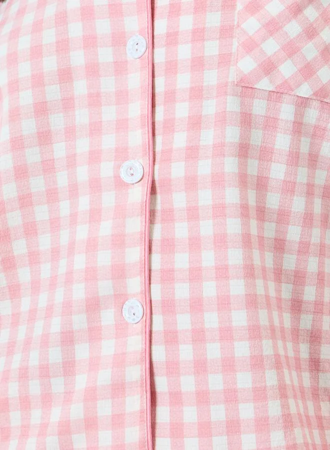 Take Two  Pink Gingham Check Shirt and Pyjama Set for Women | Best Price UAE