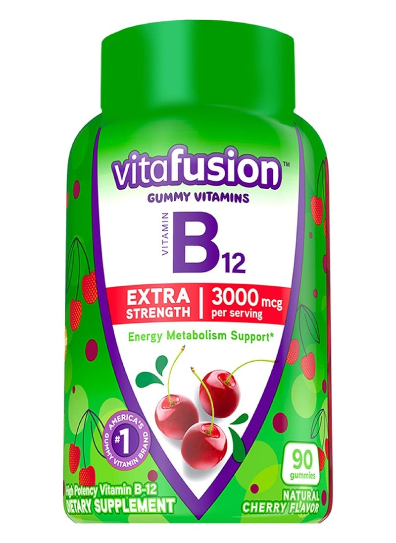Vitafusion - Extra Strength Vitamin B12 Gummy Vitamins For Energy Metabolism Support And Nervous System Health Support, Cherry Flavored, 45 Day Supply View On Noon - Image 1