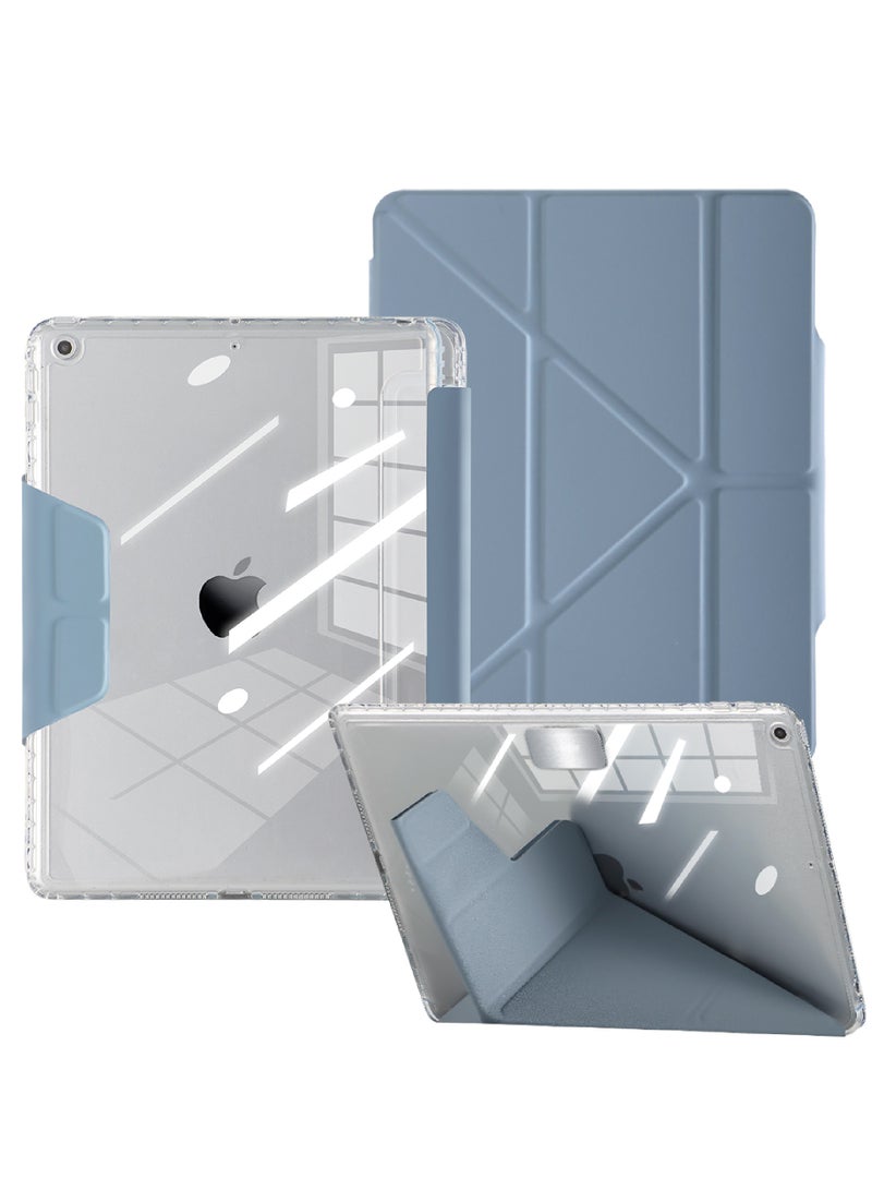 روك بو غطاء حافظة لجهاز Apple iPad 10.2 بوصة 2021/2020/2019 (9th/8th/7th) طراز رفيع، غطاء خلفي شفاف مع حامل قلم قابل للسحب، إيقاظ/سكون تلقائي لجهاز iPad 10.2 بوصة - Image 1