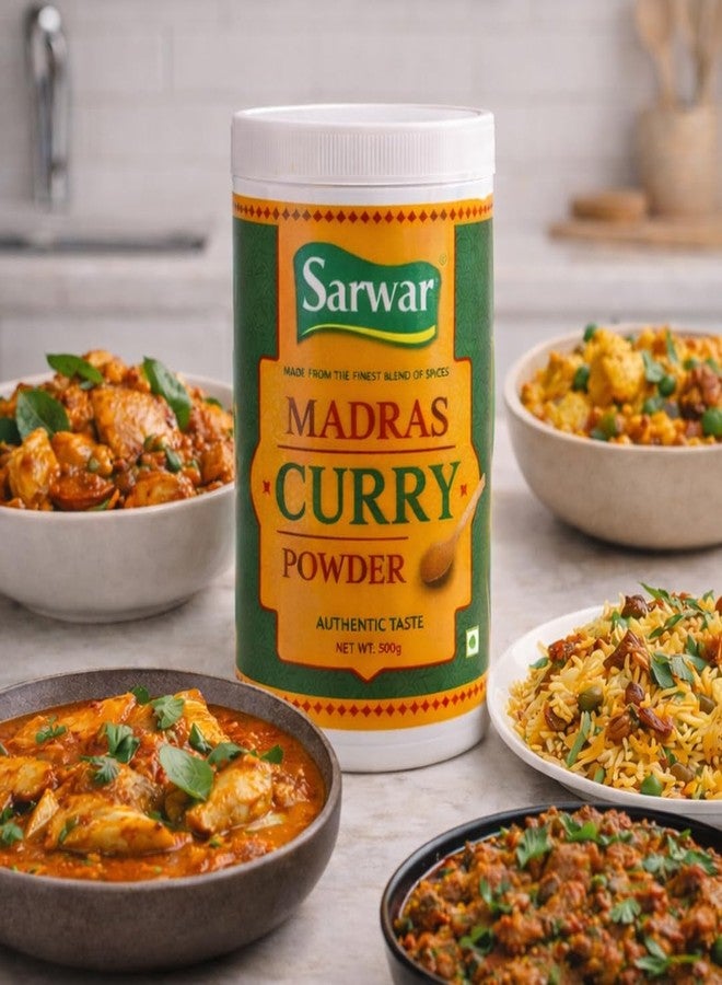 Sarwar Madras Curry Powder | 500g Jar | South Indian Spice Blend | Ideal for Curries, Gravies, Vegetables, Meat & Seafood - Image 2