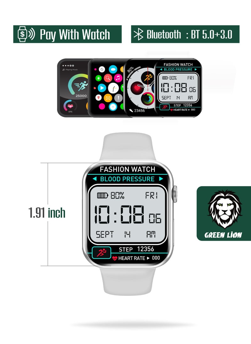 GREEN LION Active Pro Smart Watch IPS 2.02' HD, Full Square Display, IP68 Waterproof, Sport Mode, Wireless charging 230mAh 10 Days Days Standby Time Compatible With iPhone / Android, Silver  - Image 2