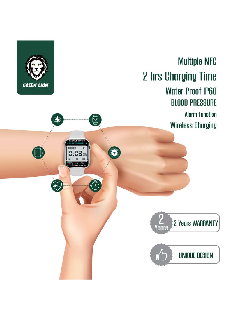 GREEN LION Active Pro Smart Watch IPS 2.02' HD, Full Square Display, IP68 Waterproof, Sport Mode, Wireless charging 230mAh 10 Days Days Standby Time Compatible With iPhone / Android, Silver  - Image 4
