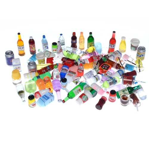 Nuanmu Miniature Food Drink Bottles Pretend Play Kitchen Game Party Toys (10 Bottles + 10 Foods（Random）) - Image 5