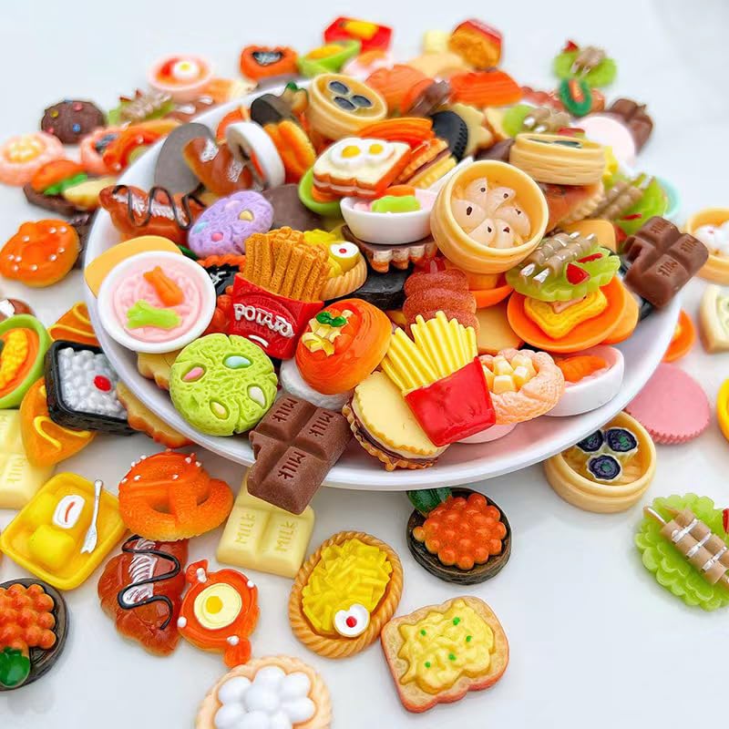 Nuanmu Miniature Food Drink Bottles Pretend Play Kitchen Game Party Toys (10 Bottles + 10 Foods（Random）) - Image 4