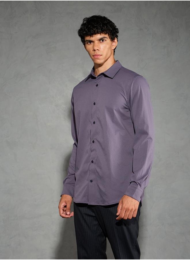 Technosport Technosport Solid Spread Collar Regular Fit Shirt  - Image 4
