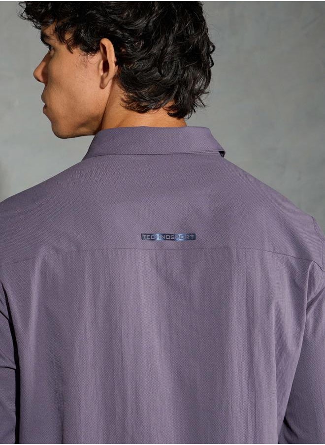 Technosport Technosport Solid Spread Collar Regular Fit Shirt  - Image 3