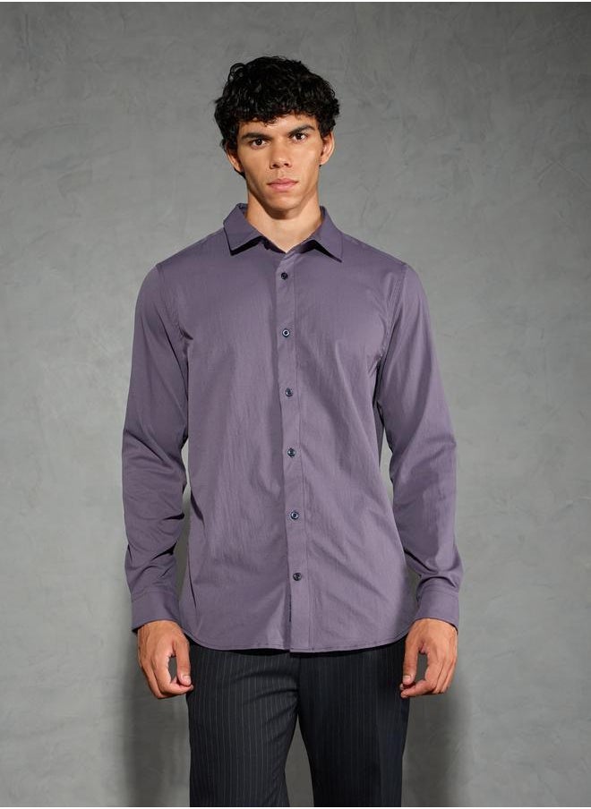 Technosport Technosport Solid Spread Collar Regular Fit Shirt  - Image 5
