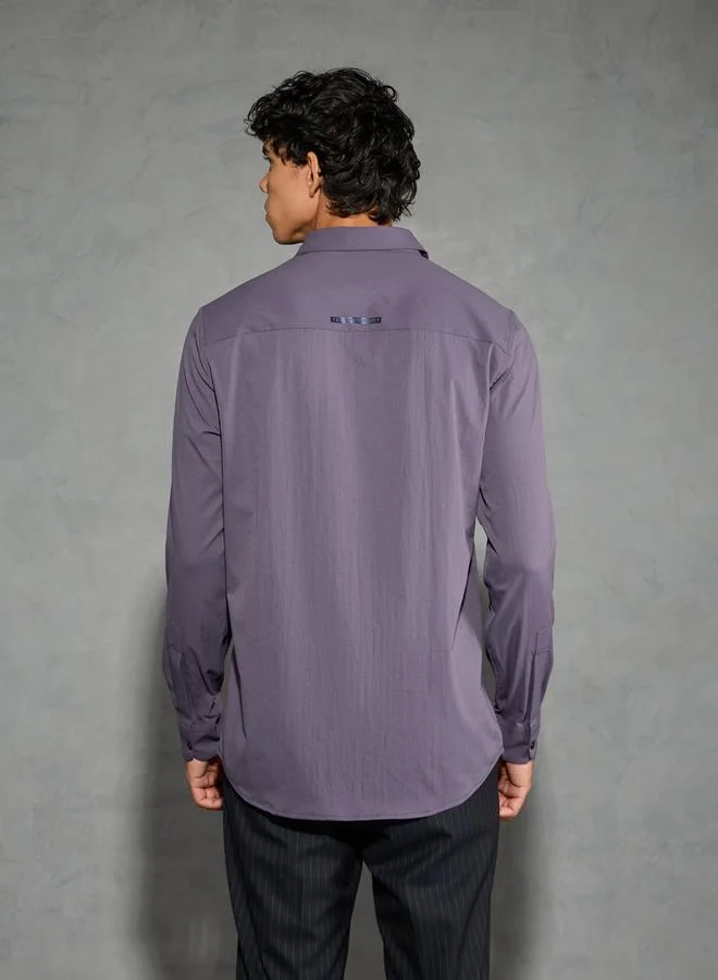 تكنوسبورت قميص تكنوسبورت بقبة سبريد بقصة عادية