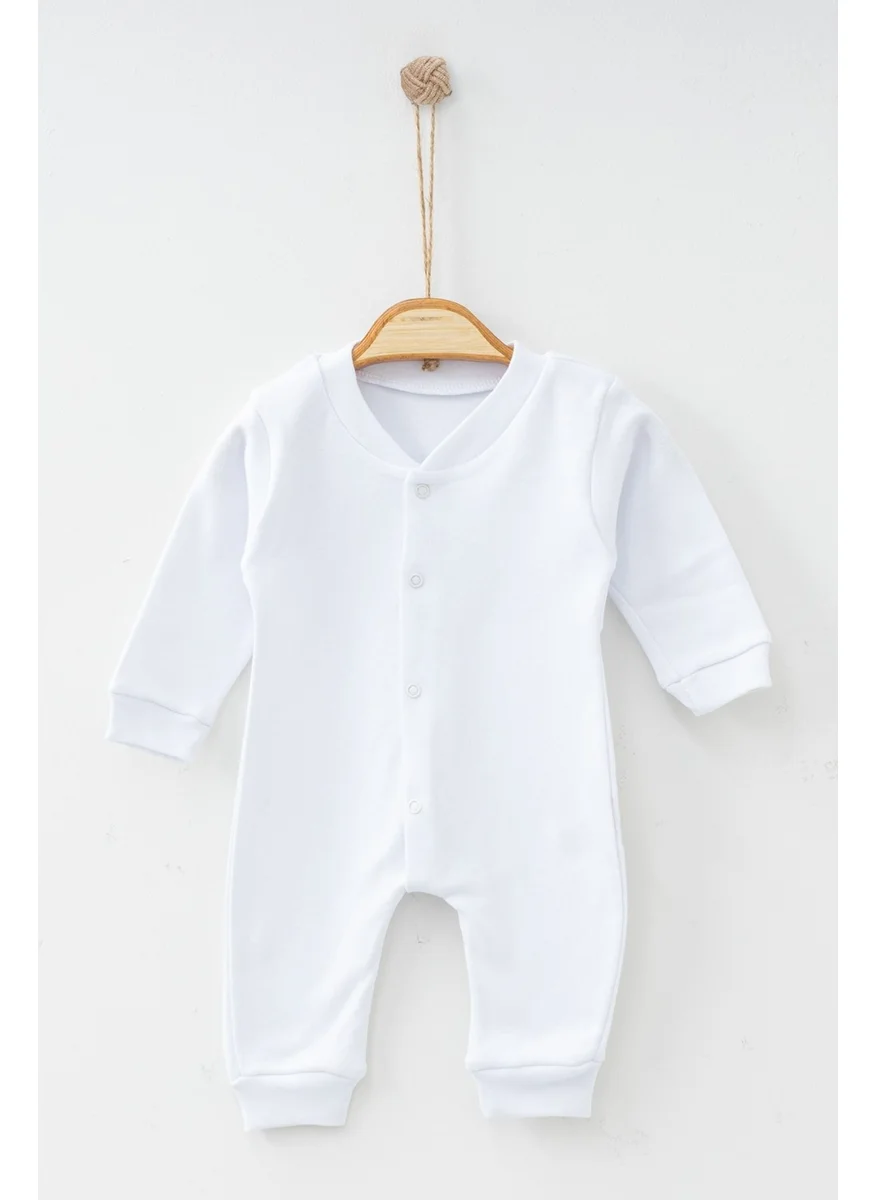 Ada Bebek Çocuk 100% Cotton Plain Snap Jumpsuit 1858