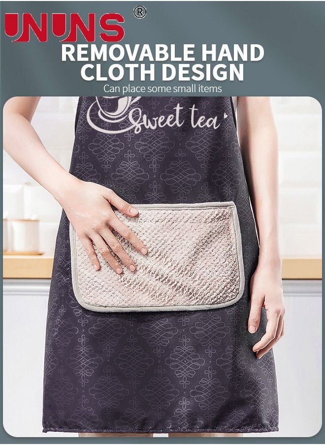 Adjustable Kitchen Apron With Pockets,Waterproof Oil-proof Cooking Aprons With Paste In type Hand-Wiping Towel,Kitchen Chef Apron