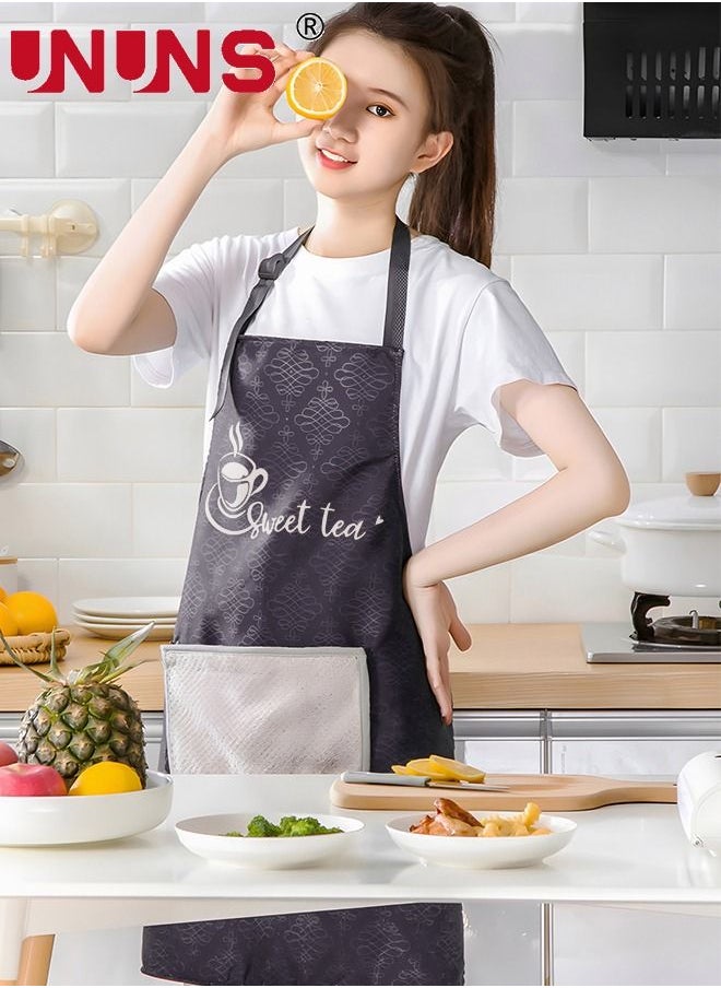 Adjustable Kitchen Apron With Pockets,Waterproof Oil-proof Cooking Aprons With Paste In type Hand-Wiping Towel,Kitchen Chef Apron