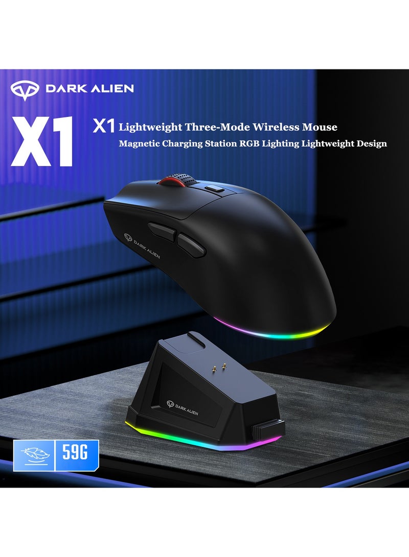 دارك إلين ماوس X1 خفيف الوزن لاسلكي بتقنية البلوتوث ثلاثي الأوضاع مع قاعدة شحن RGB للألعاب والمكتب - Image 2
