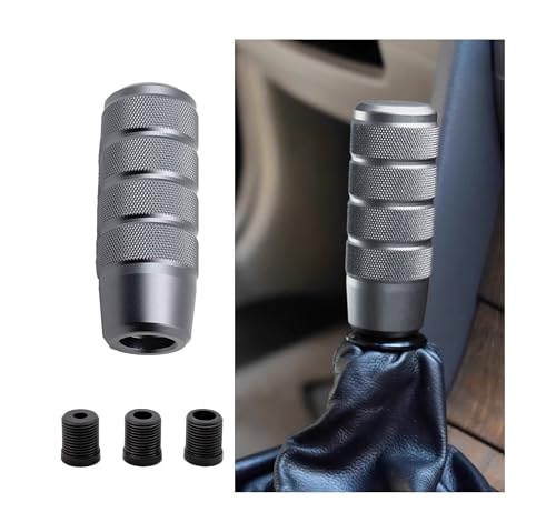 Tioollev 95mm374 Car Shifter Knob Aluminum Weighted Automotive Gear Shift Manual knobs Lever with 3 Threaded Adapters M8 M10 M12 x 125 Universal for Vehicle Gray - Image 1