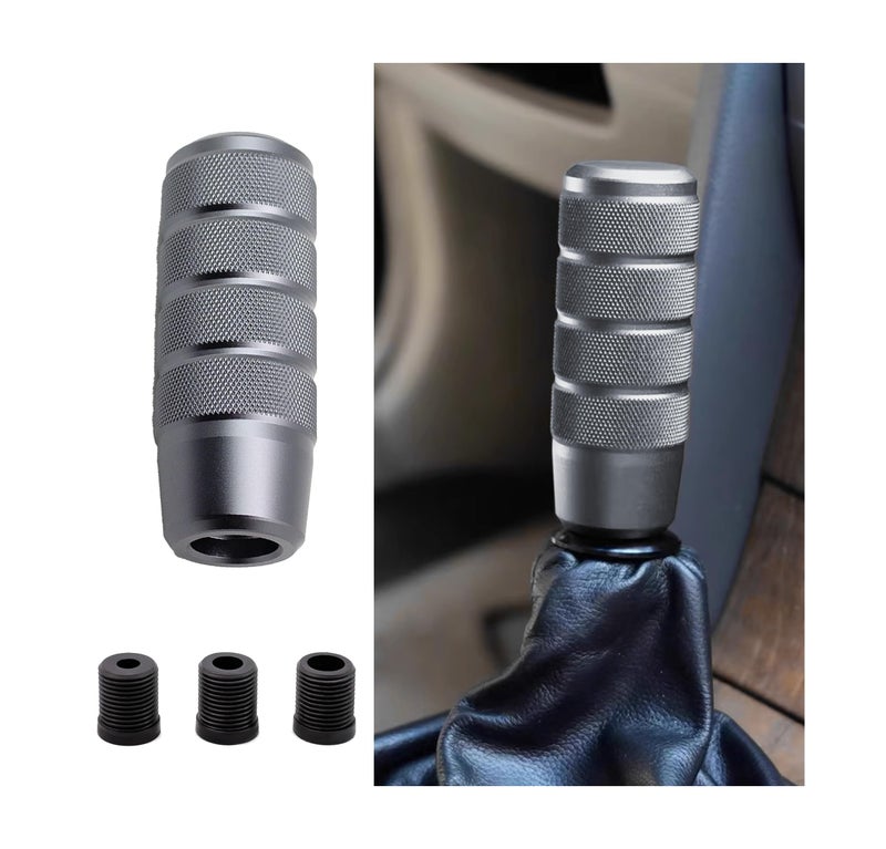 Tioollev 95mm374 Car Shifter Knob Aluminum Weighted Automotive Gear Shift Manual knobs Lever with 3 Threaded Adapters M8 M10 M12 x 125 Universal for Vehicle Gray - Image 3