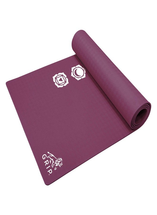 GRIP Yoga Mat | 24 x 72 Inches | 12 mm Thick | 7 Chakras Design | Cherry Color | Anti-Slip | Home & Gym | Men & Women | Exercise Mat - Image 4