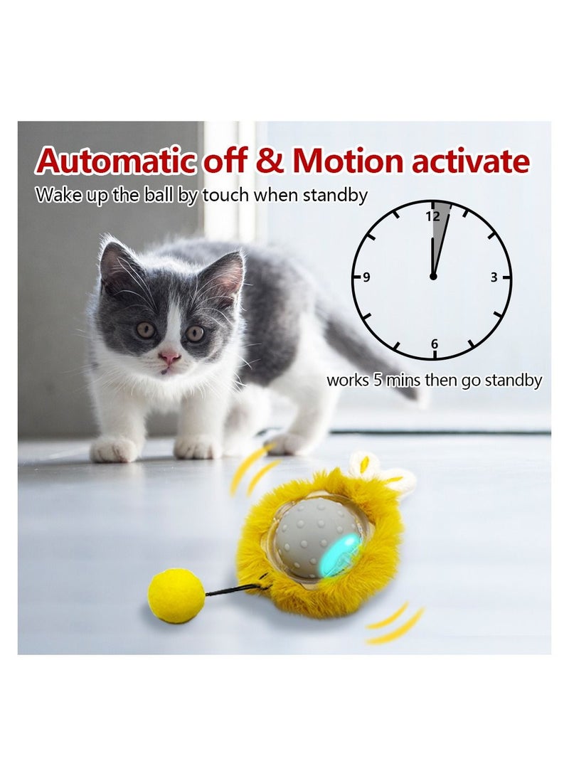 لعبة كرة قطط على شكل أذن أرنب، لعبة قطط تفاعلية ذكية مع صوت طائر وضوء LED وكرة دوارة كهربائية تعمل بالحركة - Image 3