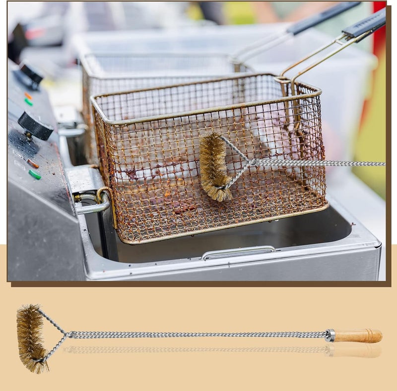 Nuenen 3 Pieces Fryer Cleaning Tools Including L Shaped Fryer Cleaning Brush, Deep Cleanout Rod and Long Handle Basket Brush, Good to 750f for Restaurant Accessories - Image 5