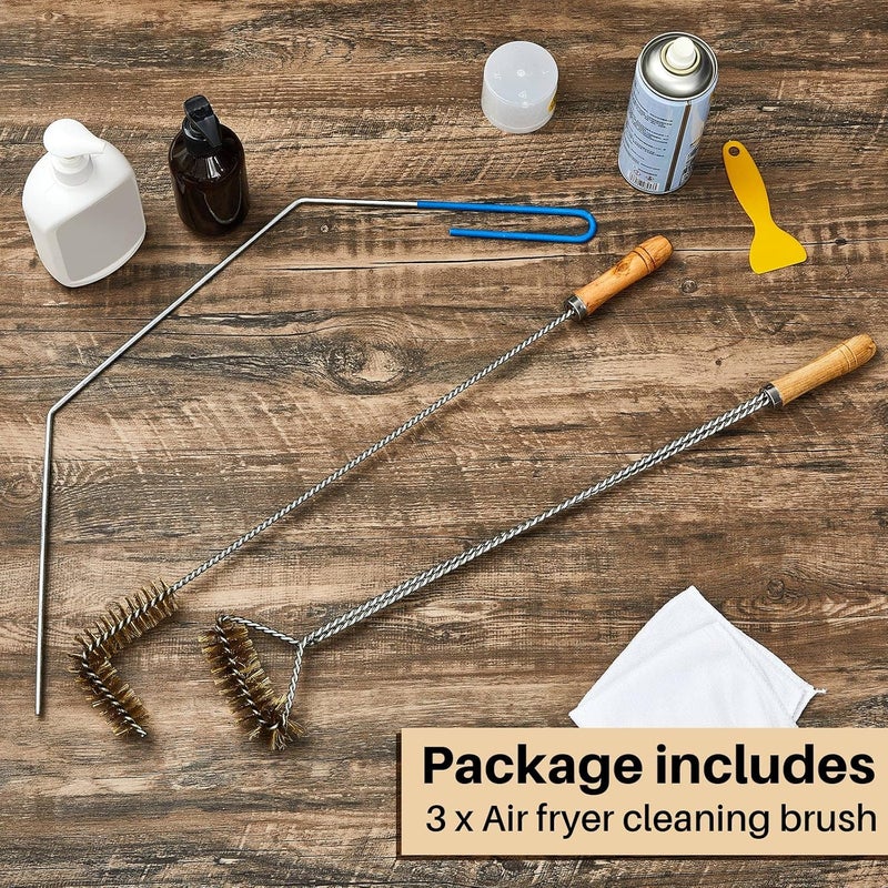 Nuenen 3 Pieces Fryer Cleaning Tools Including L Shaped Fryer Cleaning Brush, Deep Cleanout Rod and Long Handle Basket Brush, Good to 750f for Restaurant Accessories - Image 3
