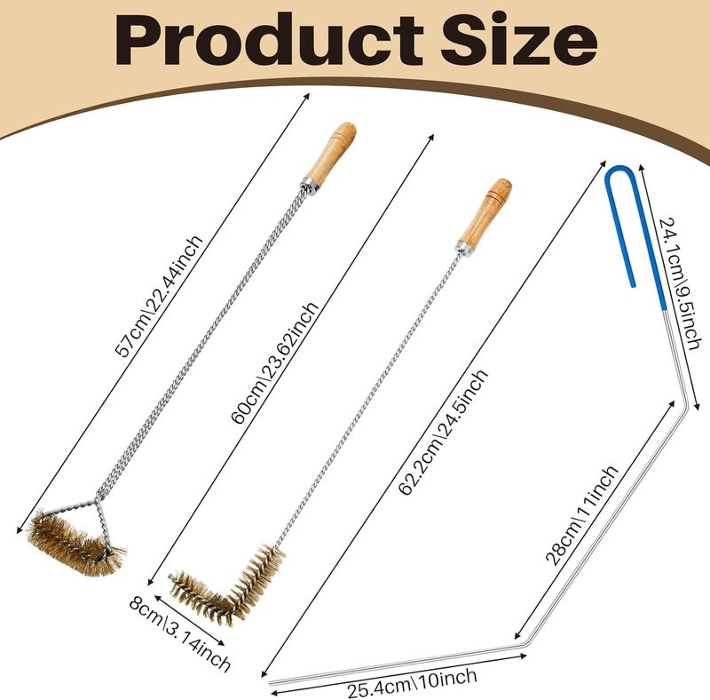Nuenen 3 Pieces Fryer Cleaning Tools Including L Shaped Fryer Cleaning Brush, Deep Cleanout Rod and Long Handle Basket Brush, Good to 750f for Restaurant Accessories - Image 2