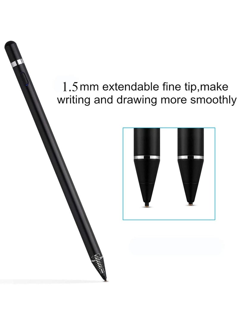 Active Stylus Pen for Android,iOS, iPad/iPad 2/New iPad 3/iPad4/iPad Pro/iPad Mini/iPad Mini 2/3 /4 and Most Tablet,1.5mm Fine Point Rechargeable Digital Stylus Pen（Black - Image 3