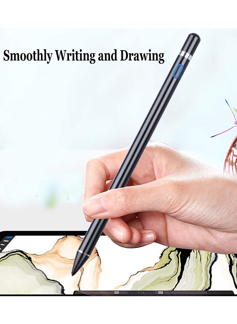 Active Stylus Pen for Android,iOS, iPad/iPad 2/New iPad 3/iPad4/iPad Pro/iPad Mini/iPad Mini 2/3 /4 and Most Tablet,1.5mm Fine Point Rechargeable Digital Stylus Pen（Black - Image 2
