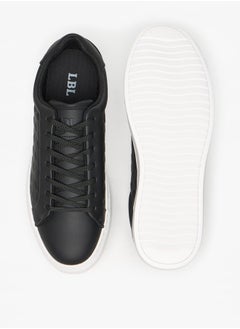 LBL by Shoexpress Monotone Low Ankle Sneakers with Lace-Up Closure  - Image 4