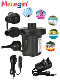Electric Air Pump, Portable Quick-Fill Air Pump with 3 Nozzles,Perfect Inflator/Deflator Pumps for Outdoor Camping, Inflatable Cushions, Air Mattress Beds, Boats, Swimming Ring