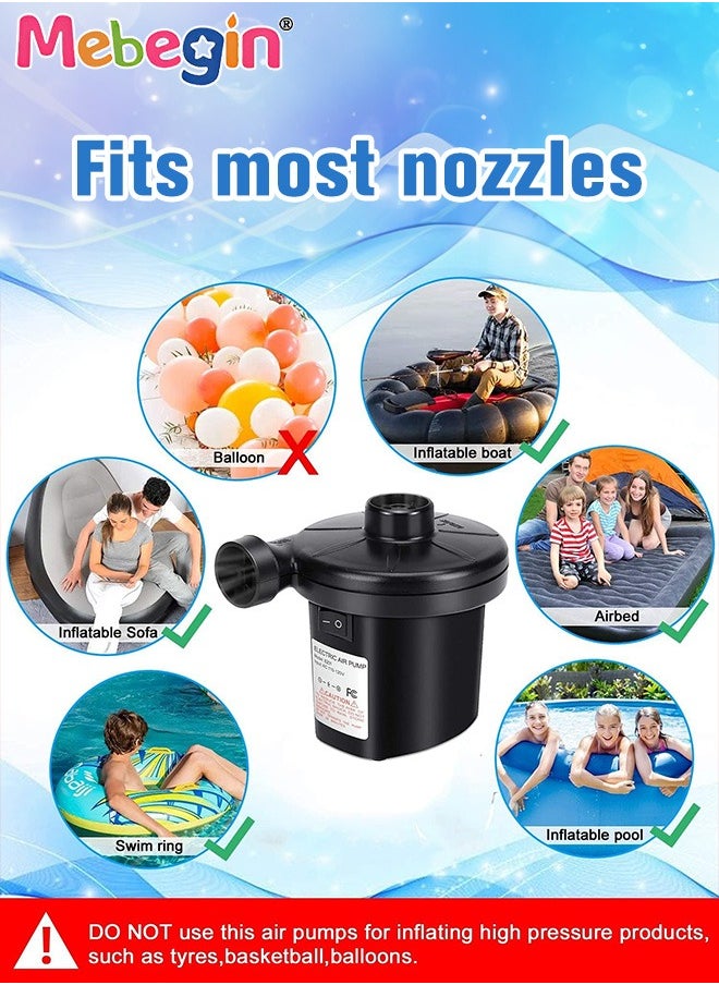 MEBEGIN - Electric Air Pump, Portable Quick-Fill Air Pump with 3 Nozzles,Perfect Inflator/Deflator Pumps for Outdoor Camping, Inflatable Cushions, Air Mattress Beds, Boats, Swimming Ring - Image 1