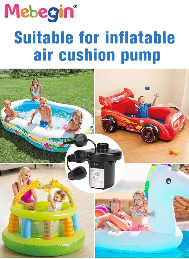 MEBEGIN - Electric Air Pump, Portable Quick-Fill Air Pump with 3 Nozzles,Perfect Inflator/Deflator Pumps for Outdoor Camping, Inflatable Cushions, Air Mattress Beds, Boats, Swimming Ring - Image 1