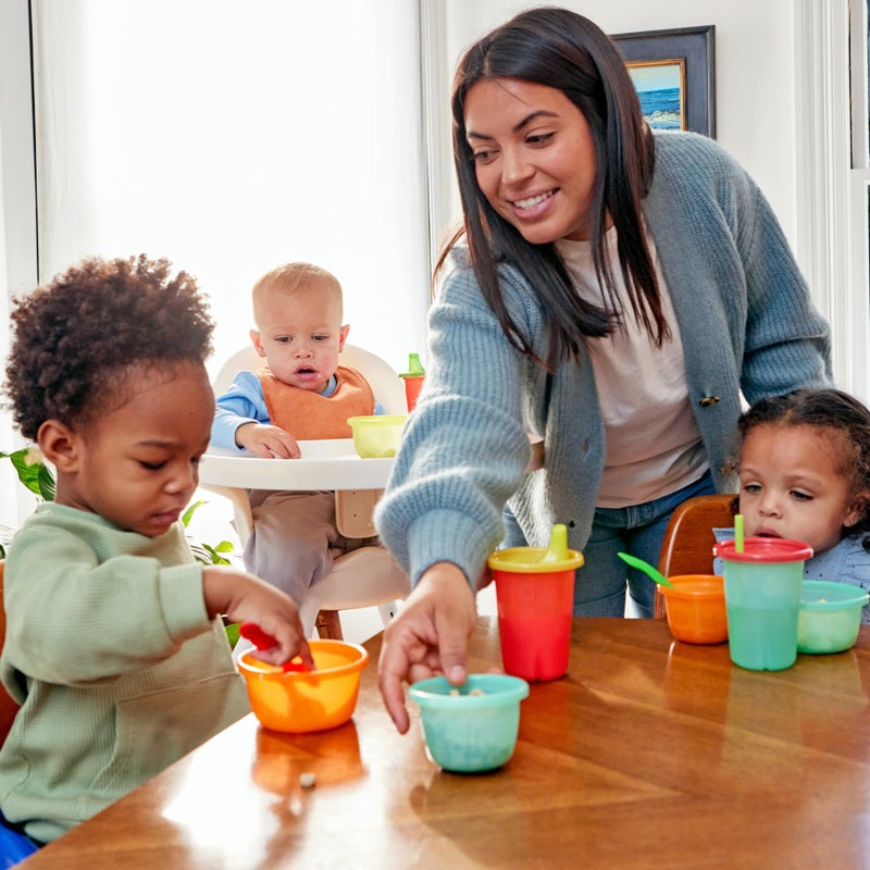 ذا فيرست ييرز The First Years Take  Toss Spill Proof Sippy Cups - Rainbow Party Pack - Reusable Toddler Cups - Kids Cups and Snap On Lids for Ages 9 Months and Up - 20 Count - Image 3