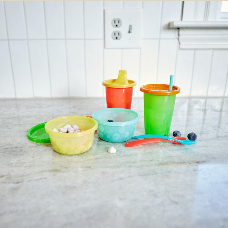 ذا فيرست ييرز The First Years Take  Toss Spill Proof Sippy Cups - Rainbow Party Pack - Reusable Toddler Cups - Kids Cups and Snap On Lids for Ages 9 Months and Up - 20 Count - Image 4