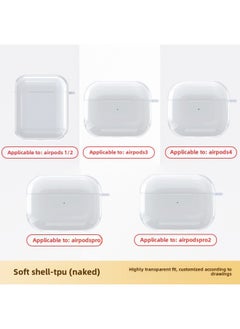 Tpu Transparent Earphone Set Material For Apple Bluetooth Headset Pro2 Generation Airpods Bluetooth Headset Protective Cover-Color:TPU Soft Shell (bare Shell)-Applicable Model:Airpods (3rd Generation - With Ear Hooks) 4th Generation