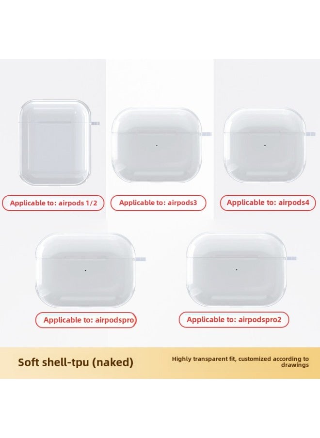 Generic - Tpu Transparent Earphone Set Material For Apple Bluetooth Headset Pro2 Generation Airpods Bluetooth Headset Protective Cover-Color:TPU Soft Shell (bare Shell)-Applicable Model:Airpods (3rd Generation - With Ear Hooks) 4th Generation - Image 1