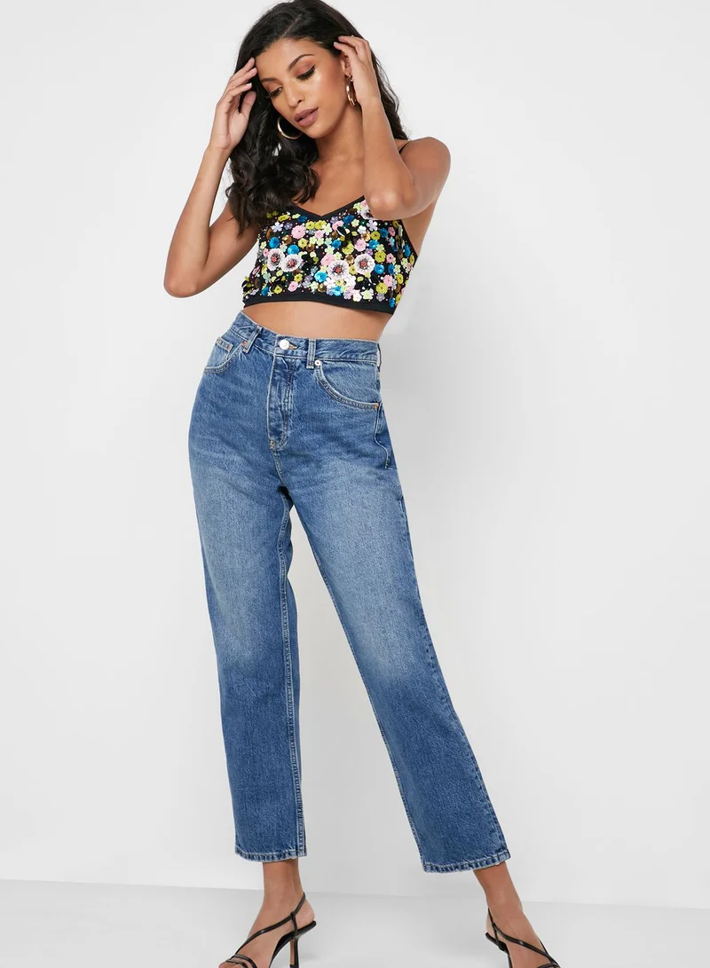 TOPSHOP Embellished Crop Top