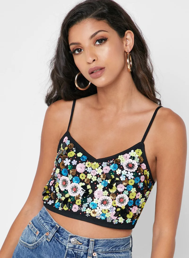 TOPSHOP Embellished Crop Top