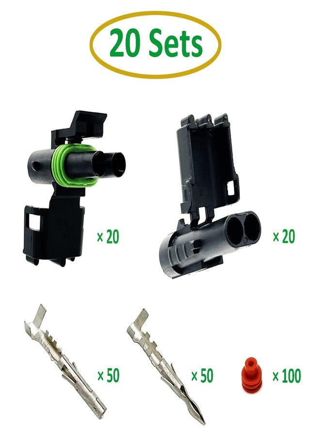 Twippo 20 Kits 2 Pin Connectors Automotive Electrical Connectors Weather Pack Connectors 2 Pin Waterproof Electrical Connectors 18-14 AWG - Image 2