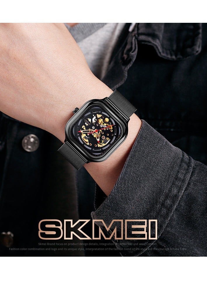 SKMEI Automatic Mechanical Fashion Formal Stainless Steel Waterproof Casual Watches for Men - 9184 - Image 2