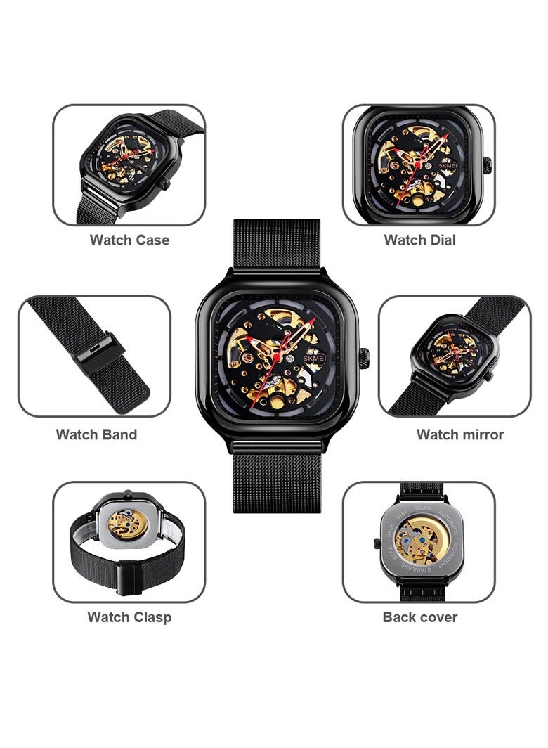 SKMEI Automatic Mechanical Fashion Formal Stainless Steel Waterproof Casual Watches for Men - 9184 - Image 3