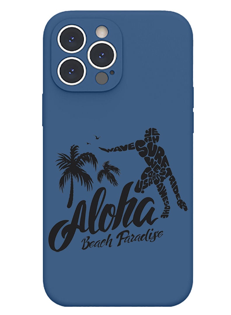 Theodor Protective Slim Fit Case Liquid Silicone Cover with Full Body Protection Anti-Scratch Shockproof Case For iPhone 13 Pro Blue  - Aloha Beach Paradise white copy - Image 1