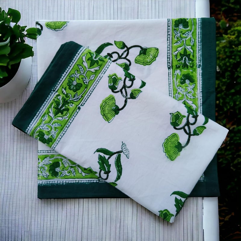 Third Eye Export Cloth Napkins Set of 6  Green Cotton Floral Dinner Napkins for Table  Reusable Indian Block Print Washable Napkins for Wedding Party Boho Decor Green X Large 20X20 Inches - Image 3