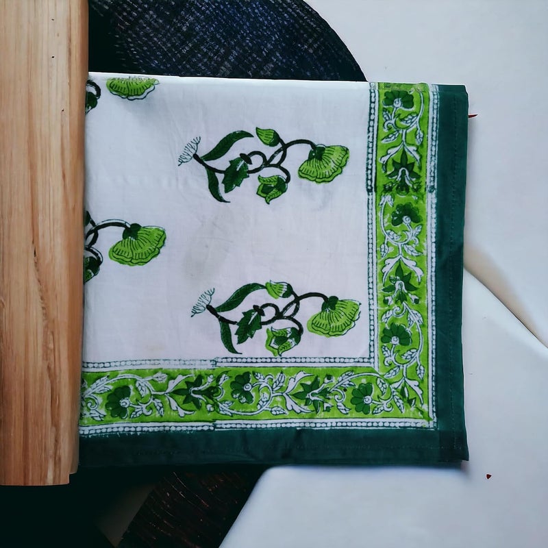Third Eye Export Cloth Napkins Set of 6  Green Cotton Floral Dinner Napkins for Table  Reusable Indian Block Print Washable Napkins for Wedding Party Boho Decor Green X Large 20X20 Inches - Image 4