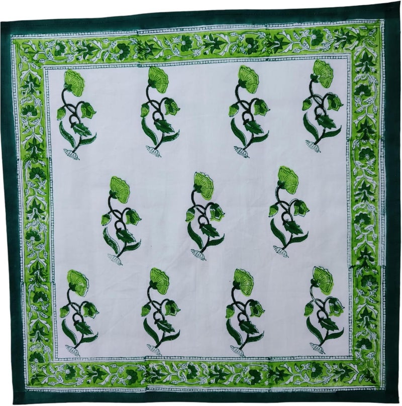 Third Eye Export Cloth Napkins Set of 6  Green Cotton Floral Dinner Napkins for Table  Reusable Indian Block Print Washable Napkins for Wedding Party Boho Decor Green X Large 20X20 Inches - Image 5