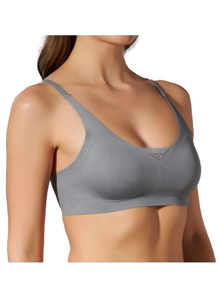 Rubik Seamless Paded Sports Bra Non Wired, Extreemly Comfortable For Yoga Gym Training Running Workout Fitness (Medium, Grey) - Image 1