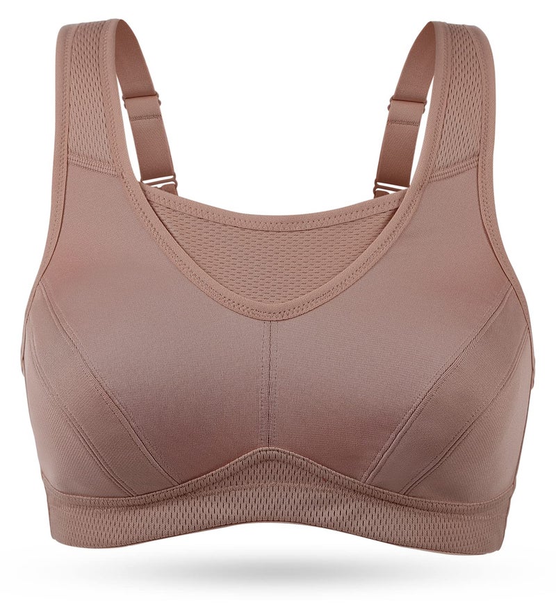 Wingslove Women's Full Coverage High Impact Wirefree Workout Non Padded Sports Bra Bounce Control (Amber,38DD) - Image 2