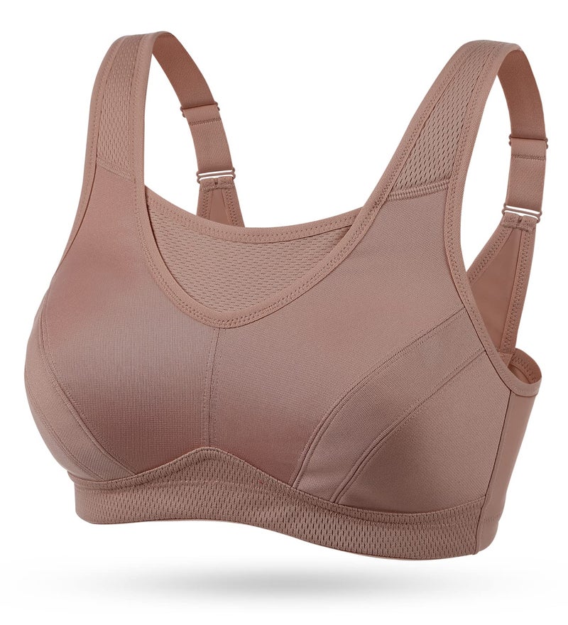 Wingslove Women's Full Coverage High Impact Wirefree Workout Non Padded Sports Bra Bounce Control (Amber,38DD) - Image 1
