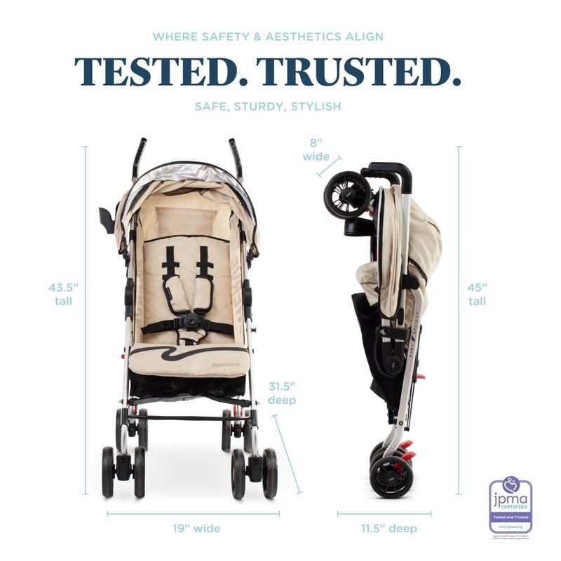 Baby Delight | Swerve Stroller | Lightweight | for Travel & Everyday | Multi-Position Recline | Compact Fold | Extra Storage | Tan - Image 4